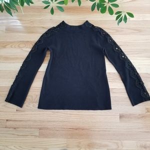 Stylus | Lace Sleeve Sweater | Black